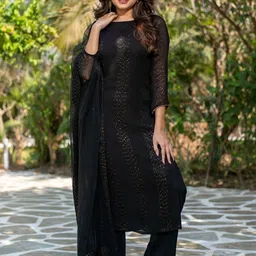 KALINI Women Ethnic Motifs Printed Regular Sequinned Kurta with Trousers & With Dupatta-picture-19