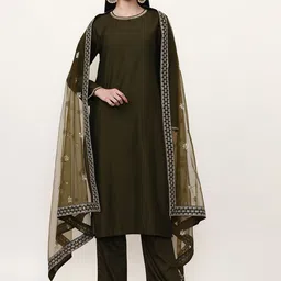 Jaipur Kurti Round Neck Regular Straight Kurta with Trousers & Dupatta-image-29