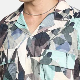Campus Sutra Men Comfort Cuban Collar Floral Printed  Oversized Casual Shirt image 3