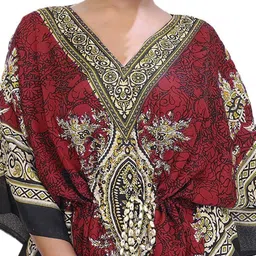 Exotic India Ethnic Motifs Print Kimono Sleeve Kaftan Midi Dress image 2