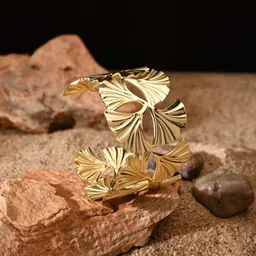 Reenisaa Gold-Plated Floral Cuff Bracelet-picture-12