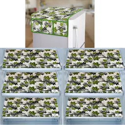 E-Retailer 7-Pcs Green & White Printed Refrigerator Covers-image-24