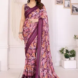 Panzora Women Floral Printed Zari Saree With Unstitched Blouse Piece-image-15