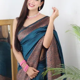 Snofi Creation Ethnic Motifs Zari Art Silk Handloom Kanjeevaram Saree-picture-34