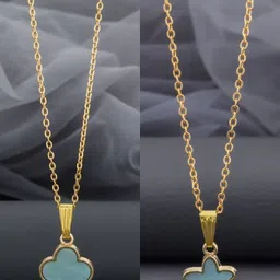 Birado Jewellery Set Of 2 Stainless Steel Gold-Plated Enamelled Pendants With Chain-picture-10