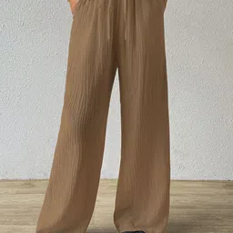 Sugathari Women Textured Relaxed Straight Leg Loose Fit Wide leg Trousers spring-fall-25-image-18