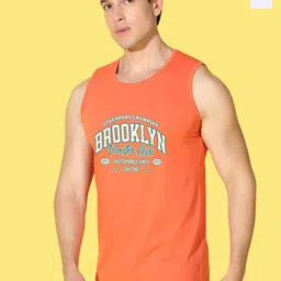 WOOSTRO Pack Of 2 Printed Pure Combed Cotton Gym VestsVWS26(BKLN ORANGE)(MORE WHITE)-picture-36
