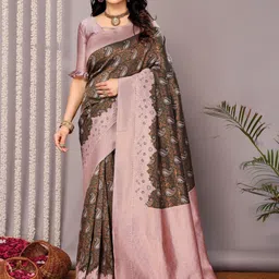 oxalis Paisley Woven Design Banarasi Saree-picture-25
