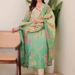 Moda Rapido Women Floral Printed Regular Kurta & Trouser With Dupatta-picture-30