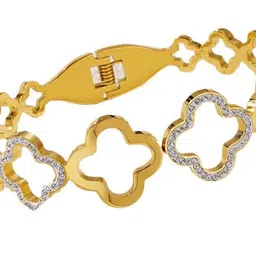 STYOLLO Women Enamelled Gold-Plated Clover Design Bangle-Style Bracelet image 5