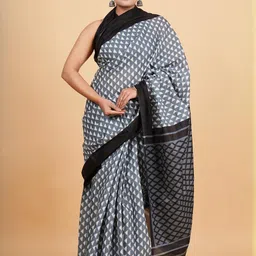 Lovwear Grey Pure Cotton Sarees-picture-37