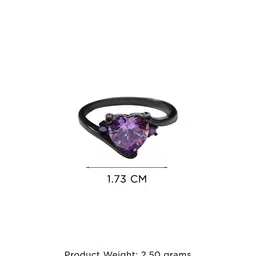 Yellow Chimes Rhodium Plated Cubic Zirconia & Crystal Studded Finger Ring image 5