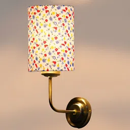 Aura White & Pink Printed Traditional Cylinder Shaped Wall Lamp image 2