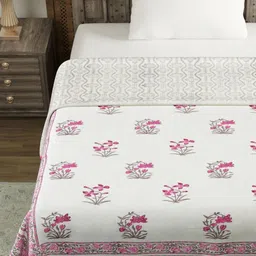 Myntra Elegant Homes Pink & White Ethnic Motifs AC Room 150 GSM Single Bed Dohar image 5