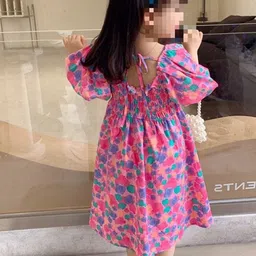 StyleCast x Revolte Print Puff Sleeve A-Line Midi Dress image 3