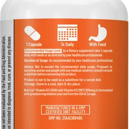 nutrija Vitamin D3 400IU + K2 55Mcg as MK7 Supplement Sourced from Lichen image 2
