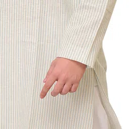 Exotic India Men Woven Striped Pure Cotton Kurta with Pyjamas image 3
