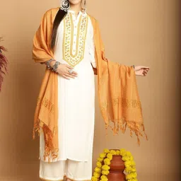 Tulsattva Women Ethnic Motifs Embroidered Regular Thread Work Kurta with Trousers & With Dupatta-picture-17