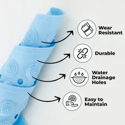 Kuber Industries 5Pcs Blue Textured 240 GSM Bath Rugs image 4