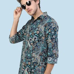 MaverIQ Men India Slim Fit Floral Printed Spread Collar Casual Shirt image 5