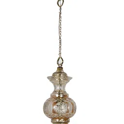 Fos Lighting Gold-Toned Printed Luster Hand-Cut Pendant Glass Ceiling Lamp image 5