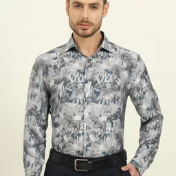 JADE BLUE Men Slim Fit Spread Collar Abstract Printed Formal Shirt-picture-29