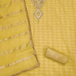 Nayanthara Trends Embroidered Sequinned Chanderi Silk Unstitched Dress Material image 3