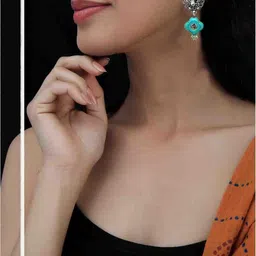 Gurjari Jewellers Peacoke Tops with Turquoise Flower Stone Beads image 4