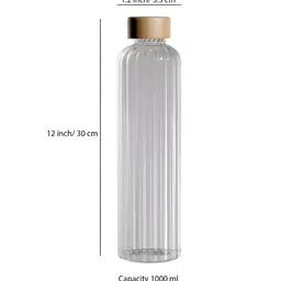 Aura Transparent & Brown 2 Piece Glass Printed Single Wall Vacuum Water Bottle image 2