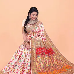 AKSH FASHION Cream Pure Cotton Sarees-image-81