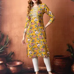 BKApparels Floral Printed Zari Pure Cotton Straight Kurta-picture-26