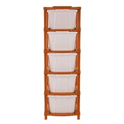 Kuber Industries White & Brown 5-Tier Storage Organisers image 2