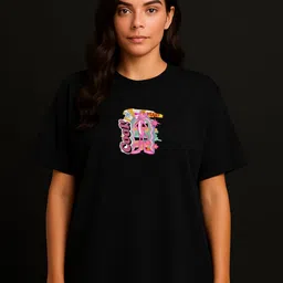 Anikmart Women Dri-FIT Graphic Printed Round Neck Cotton Oversized T-shirt-picture-26