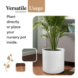 Kuber Industries 2Pcs White Rib Cubical Rotomould Flower Planters With Drainage image 4