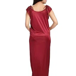 OVIDA Women Solid Maxi Nighty With Robe & Night Suit image 3