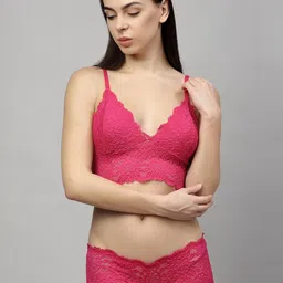 samvar Women Red,Pink Net Bra Panty Set for Lingerie Set Undergarments Pack of 2 image 2