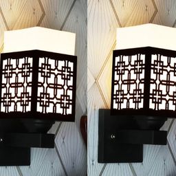 Gojeeva Black Wood Square Shaped Wall Lamp-picture-1
