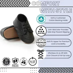 NESKA MODA Kids Solid Lace-Up Synthetic Leather Booties image 2