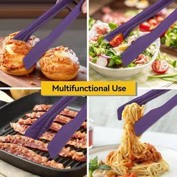 kipsome Small Medium & Large Cooking Tong for Oven Baking Salad Steak 3Pcs Plastic Serving Tongs Set, Kitchen Clip Non-Stick Food Tong 25 cm Utility Tongs image 5