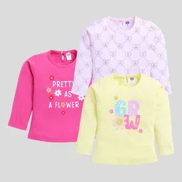 Nottie Planet Pack Of 3 Girls Typography Printed Round Neck Cotton T-shirts image 1