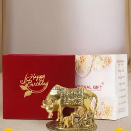 INTERNATIONAL GIFT Gold-Toned Kamdhenu Cow Religious Idol Showpiece-picture-15