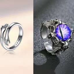 Teeragaj Set Of 2 Stone Studded Adjustable Finger Ring-picture-14