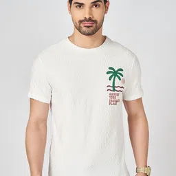 People Men Floral Printed Round Neck Cotton Slim Fit T-shirt-image-20