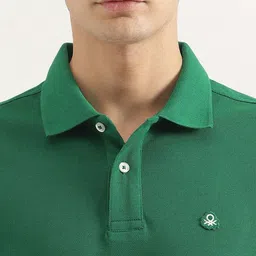 United Colors of Benetton Men Solid Polo Collar Cotton T-shirt image 5