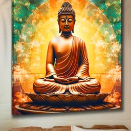 Myntra Elegant Homes Green & Yellow Religious Canvas Wall Art-picture-13