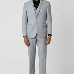 van heusen Men Three Piece Suit Textured Suit-picture-20