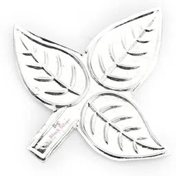 dhruvs collection Black Silver 925 Shiv Ji Bel Patra for Pooja, Mandir Decoration & Gifting Decorative Showpiece - 4 cm image 4