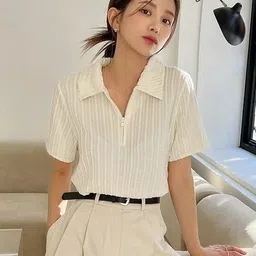 streetwardrobe Women Regular Fit Self Design Spread Collar Casual Shirt-picture-10