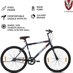 vrock Storm 26T, Single Speed Mountain Bike, Steel Frame, Rigid Fork, Caliper Brakes 26 T (inch) Mountain Cycle image 5