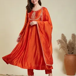 mokosh Women Silk Blend Kurta Pant Dupatta Set image 1